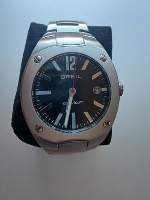 Breil Mens Watch Analogue Quartz TW0391 Silver Stainless Steel Strap Black Dial