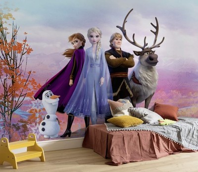 Mädchen Schlafzimmer Elsa Tapete Wandsticker Eiskönigin 2 Disney Lila Blau Deko