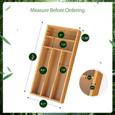 Small Silverware Organizer, Bamboo Kitchen Drawer Cutlery Organizer, Utensil Hol