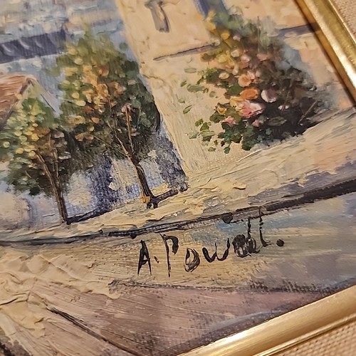 Vintage Framed San Francisco Decor Art A. Powell Oil Painting Trolley Alcatraz - Picture 3 of 10