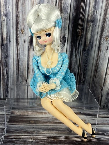 Vintage Bradley Big Eye Kawaii Doll - Blue Lace Dress with Bows