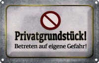Blechschild 12X18 Cm PrivatgrundstüCk! Gefahr Warnschild Hinweisschild Sicherhei