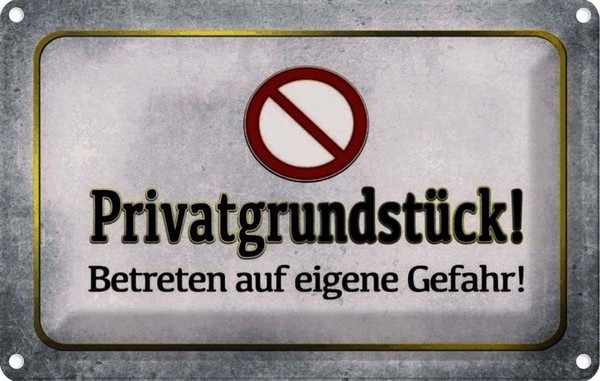 Blechschild 12X18 Cm PrivatgrundstüCk! Gefahr Warnschild Hinweisschild Sicherhei-image