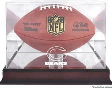Bears Mahogany Football Logo Display Case & Mirror Back