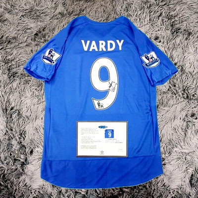 Jamie Vardy SIGNED Leicester City 15/16 Winners Home Jersey (read description)