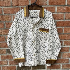 Vintage 60s 70s TownCraft Paisley Men s Disco Shirt Medium Brown Yellow Pajama