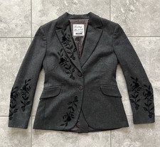 Moschino Cheap Chic Wool Single Breasted Button Blazer Jacket Embroidered USA 10