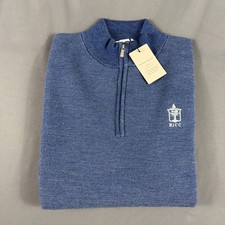 Peter Millar Golf Sweater Pullover Chest Logo 1/4 Zip Large Blue NWT MSRP 275