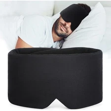 NWT ~ Soft Black Sleep Mask Blindfold & Earplugs Night Travel