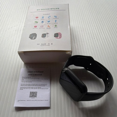 #ad MY DEVICE MYLIFE Smart Bracelet Black Silicone Band 44mm Heart Rate Monitor $59.89