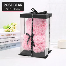 Rose Bear Gift Box Clear Teddy Bear Flower Display Box Wedding Birthday Gift