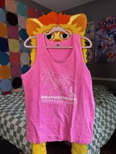 Vintage Made In USA 80s Rainbow Bend Pink Tank Top Fruit Of The Loom Large