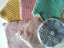Lot of 6 handmade  crocheted double-sided  hotpads pot holders
