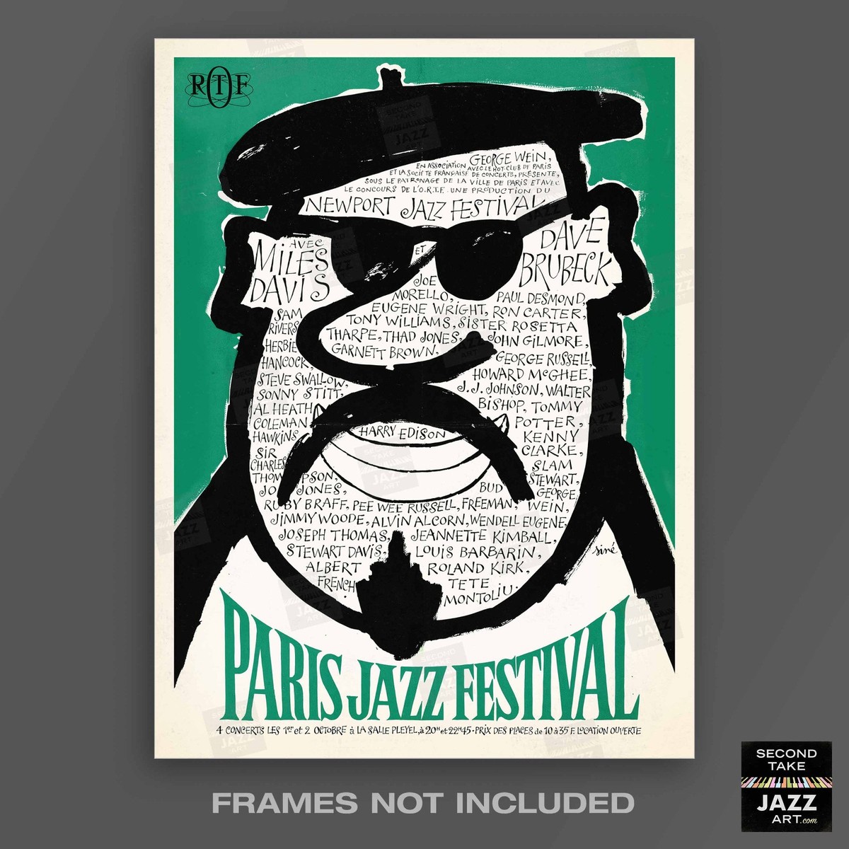 1964 Paris Jazz Festival jazz poster - Paris, France (green