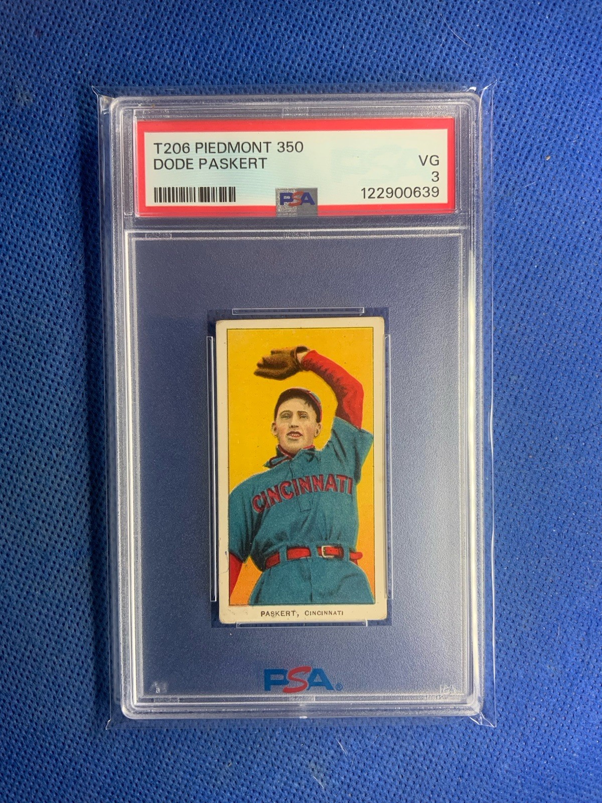 1909-11 T206 Dode Paskert Piedmont 350 PSA3 Cincinnati Reds