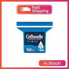 Cottonelle Fresh Care Flushable Wet Wipes, Adult Wet Wipes, 1 Refill Pack, 168 W