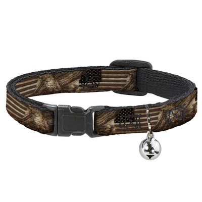 Cat Collar Breakaway with Bell Americana Eagle & Flag Rustic Wood Gr (US IMPORT)