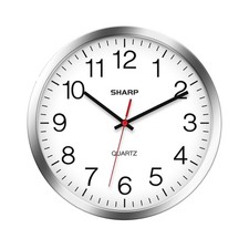 Sharp Wall Clock   Silver/Chrome, Silent Non ...