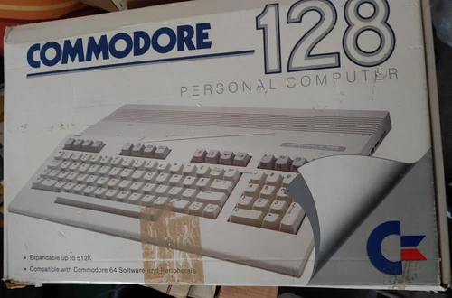 Commodore 128 8-bit computer (+ NT/ 2 discs/ 3 manuals) in original box works US Serial