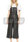 Black Leather Overall Jumpsuit Genuine Sheep Leather Handmade Luxury Outfit