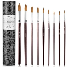 Sable Watercolor Brushes 9pcs Professional Superior Kolinsky Watercolor Paint...