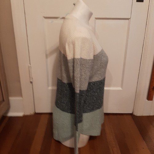 Medium Sweater Crew Neck Color Block Blue Aqua SOFT NEW Pink Clover Stitch Fix - Picture 4 of 11
