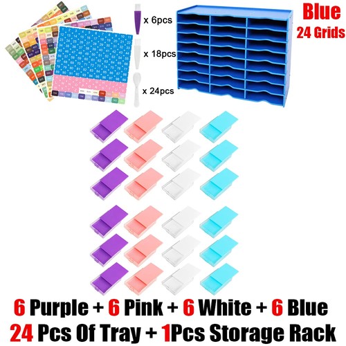 12/24/48 pcs Tray +1Pcs Storage Rack Slots,5D DIY Painting Tray, Drill Plate Box - Bild 32 von 45