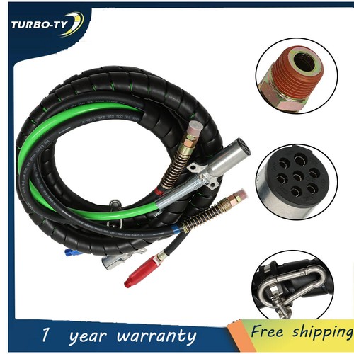 15 Feet 3-in-1 Wrap Set Air Line Hose Assemblies For Semi Truck Tractor Trailer - Foto 8 di 9