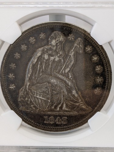 1843 Seated Dollar NGC AU50 Certified *NICE COIN* - Picture 4 of 7