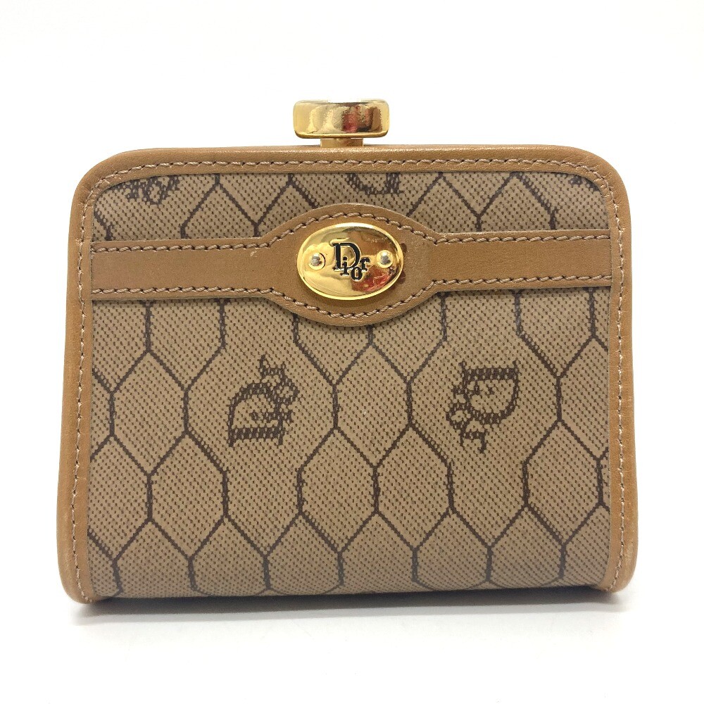 Dior Kisslock Leather Coin Purse in Brown with Gold Hardware-image
