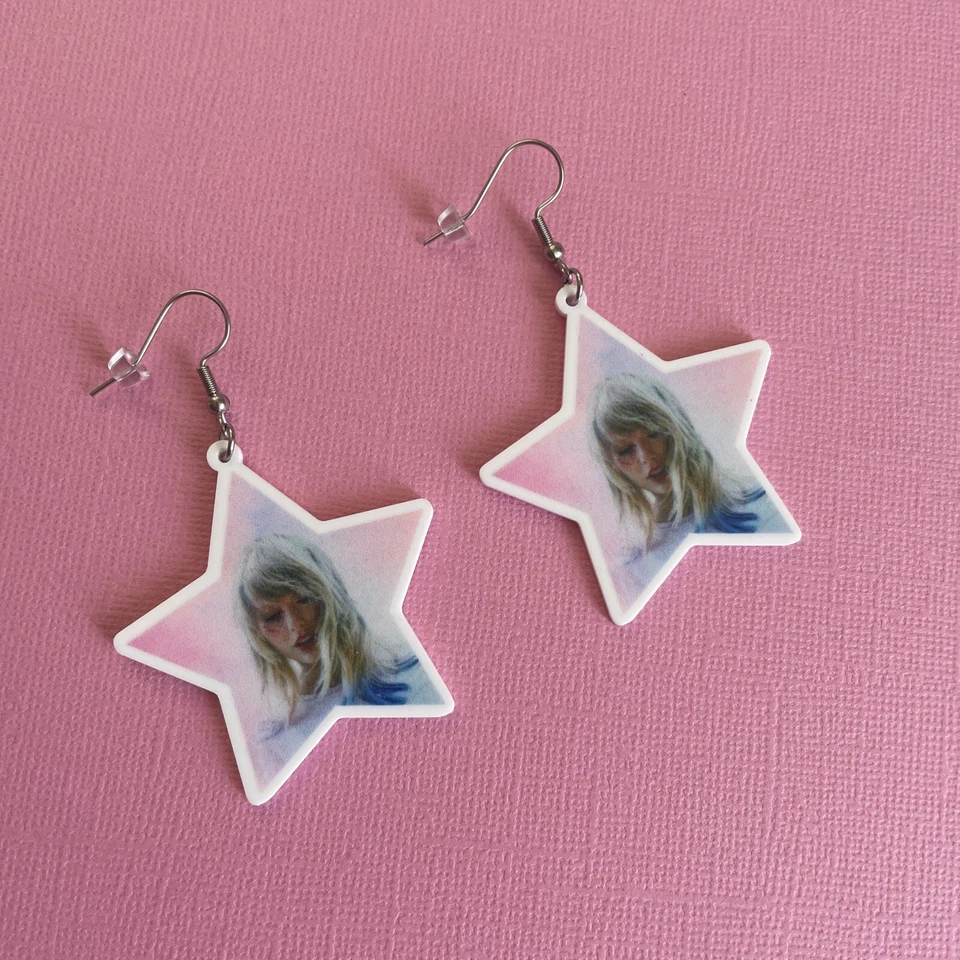 Taylor Swift Inspired, Surgical Stainless Steel Hooks, Star, Concert Earrings - image 2 of 2