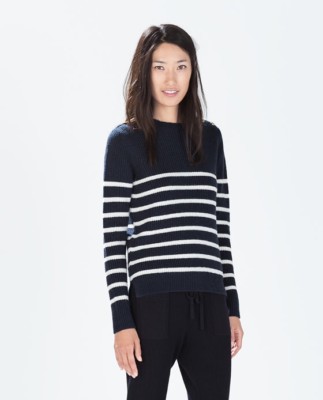 Zara Women Contrast Striped Sweater 