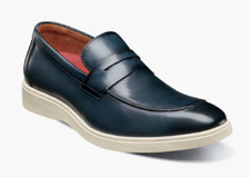 Men's Dress Shoes Casual Moc-Toe Penny slip On Leather NAVY Stacy Adams 25673