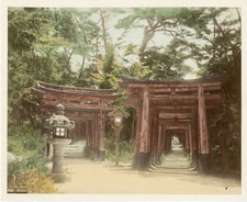 Japon, Inari Vintage albumen print.  Tirage albuminé aquarellé  20x25  Cir