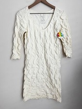 Tees by Tina Scoop Neck Crinkle Miracle Dress cream stretch textured Neutral