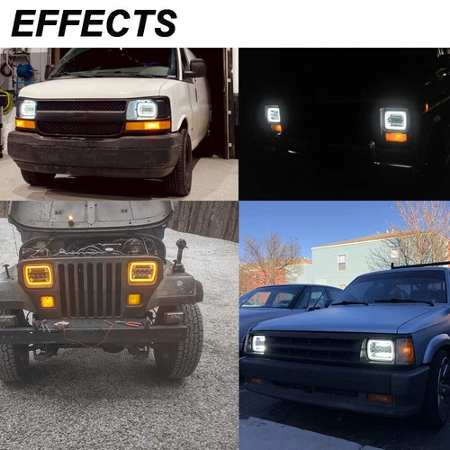PAIR LED Black Headlights For 1986-1995 Jeep Wrangler 1984-2001 Cherokee 5x7 7x6 - Picture 15 of 15