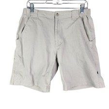 Mens Khaki Biege Woolrich 3X Dry Cargo Shorts Flat Front 9" Inseam Size 30