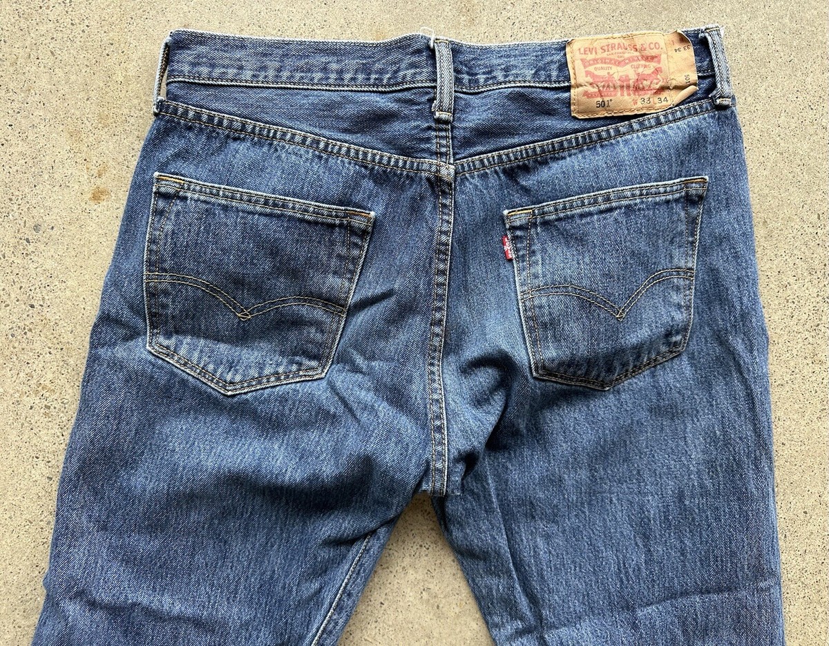 Vintage Levi's 501xx Dark Wash Blue Cotton Denim Button Fly Jeans
