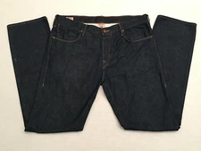 True Religion Men's Med. Dark Blue Geno Straight Leg Cotton Denim Jeans, Size 36