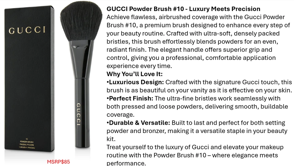 GUCCI 化妆刷 10 粉刷-全新! — 第 2/4 张图片