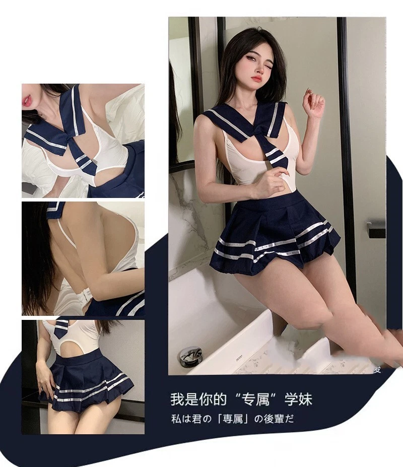 Sexy Estudiante Escuela Secundaria Niñas Uniforme Vestido Elegante Disfraz Conjunto Falda 2329 Foto 4 de 4