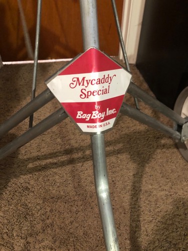 UsedVintage Antique MyCaddy By Bag Boy Golf Bag Caddy Push Pull Cart - Picture 2 of 10