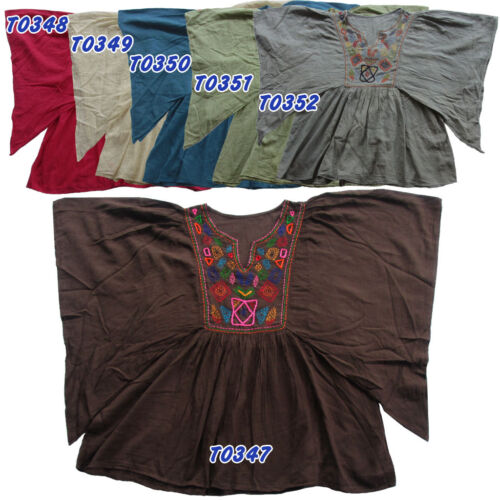 SPRING/SUMMER HAND EMBROIDERED BATWING SLEEVE TOP, MEXICAN/OAXACAN BLOUSE T0347X - Picture 2 of 14