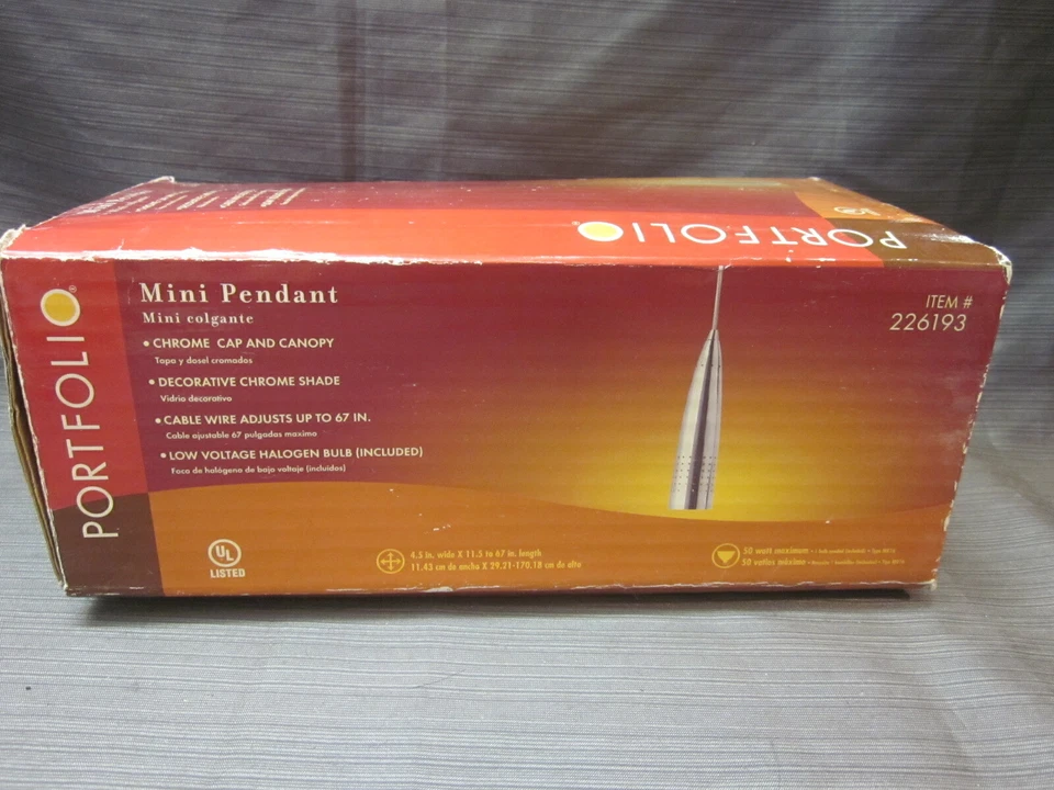 Portfolio 226193 Mini Colgante Tapa Cromada con Toldo Lámpara Colgante - NUEVO Foto 4 de 4