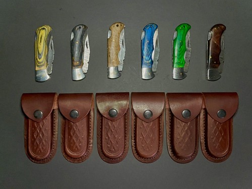 custom handmade forged damascus hunting camping folding pocket knife - Picture 25 of 45