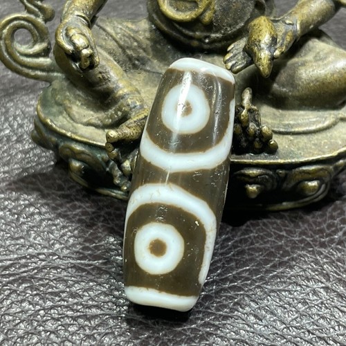Old Tibetan Nepalese Himalayan Ancient 3 eye Old Dzi Talisman Beads Amulet abc - Foto 1 di 15