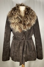 Afghan Penny Lane Mongolian Suede Coat By Next Size 10 Suede Brown Belted
