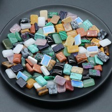 10mm 14mm Mixed Gemstone Rectangle Cabochon Beads CAB Flatback Reiki Chakra DIY