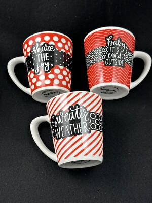 3 CALIFORNIA PANTRY 2022 MUGS CUPS WINTER SHARE JOY BABY COLD OUTSIDE SWEATER