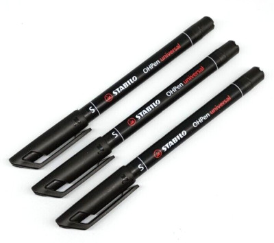 3 x STABILO Permanent-Marker OHPen,(S) universal, permanent, schwarz,0,4mm